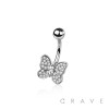 316L SURGICAL STEEL MULTI CZ BUTTERFLY BELLY BUTTON NAVEL RING 